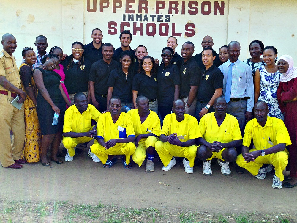 Jonathan (Second on the Right in Yellow) with the Prison Education Project (PEP) Volunteers from California in 2013. At Luzira Maximum Security Prison.