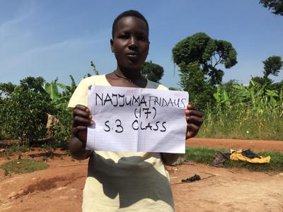 Najjuma Fridaus 17 years in Senior 3 Class , who lost her father in Crime