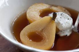 Cider-Poached Pears with Honey-Vanilla Yogurt