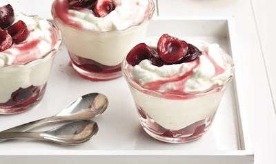 Cherry Mousse with Vanilla Sauce