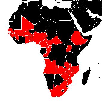 Pan African Countries in Red