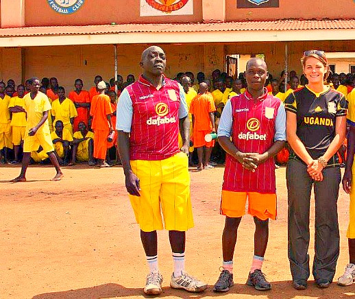 Jonathan Mugerwa (First on Left) with Ashton a volunteer from California at Luzira Maximum Security Prison