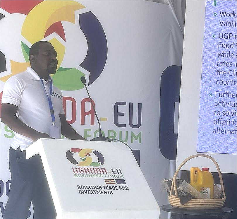 Noah2  Pitching at the Uganda-EU Business Forum 