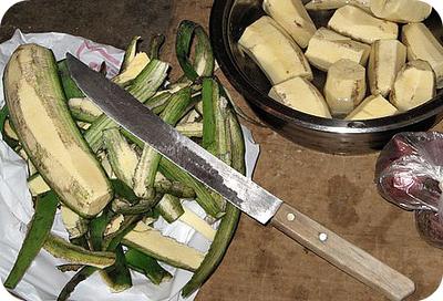 Peeled Matooke/Plantain in Uganda Pan 