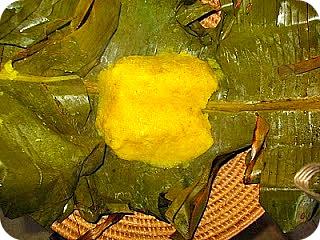 Steamed Matooke/Plantain in Banana Leaves in Basket