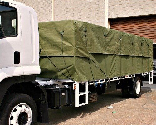 Green Tarpaulin Cover on Truck