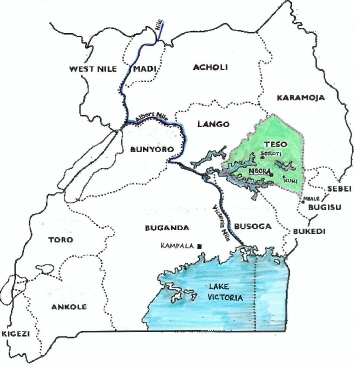 Map of Uganda with Teso Region